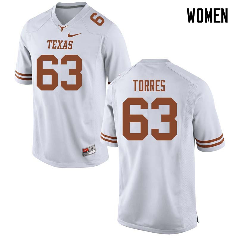 Women #63 Troy Torres Texas Longhorns College Football Jerseys Sale-White